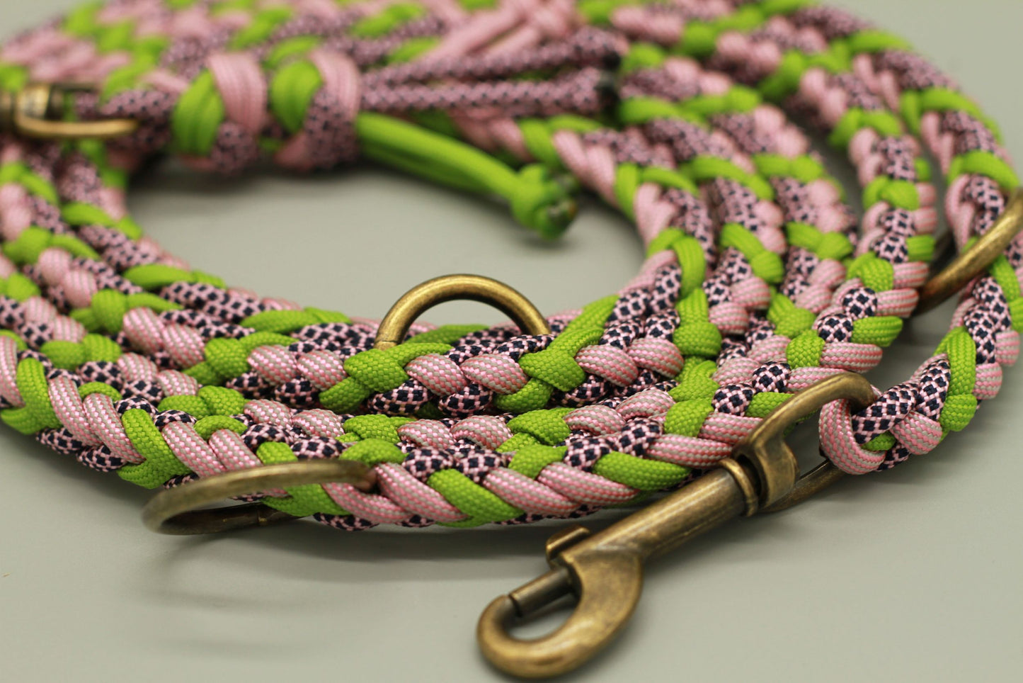 Hundeleine "Midi Grün-Rosa"