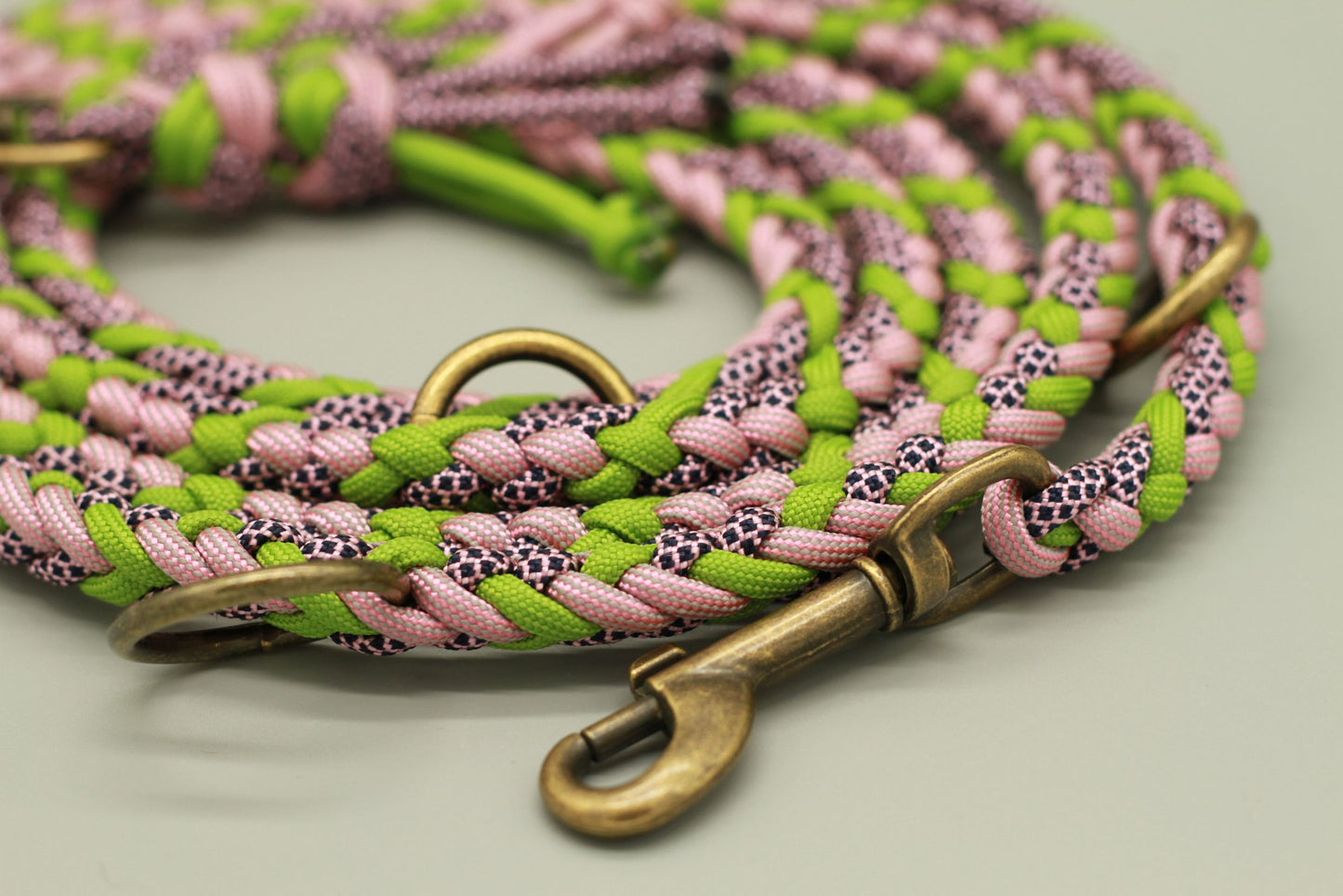 Hundeleine "Midi Grün-Rosa"
