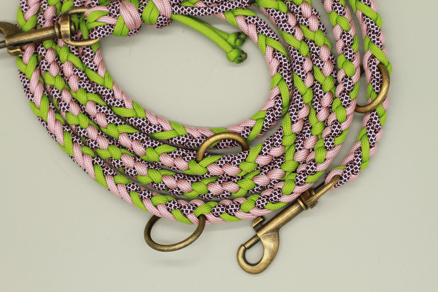 Hundeleine "Midi Grün-Rosa"