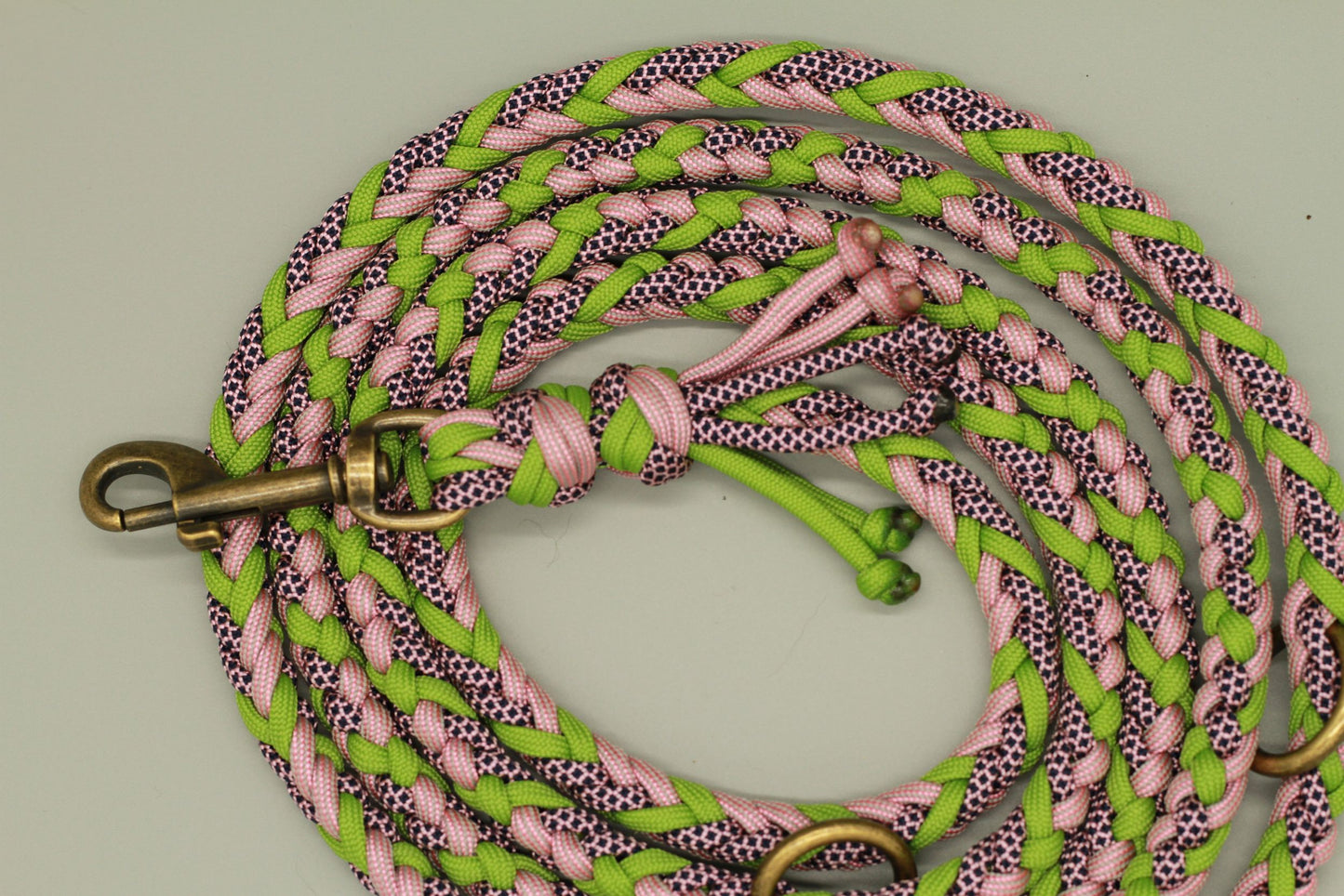 Hundeleine "Midi Grün-Rosa"