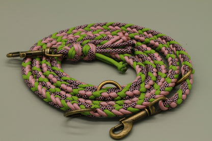 Hundeleine "Midi Grün-Rosa"