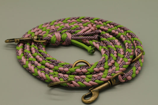 Hundeleine "Midi Grün-Rosa"