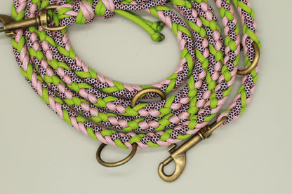 Hundeleine "Midi Grün-Rosa"