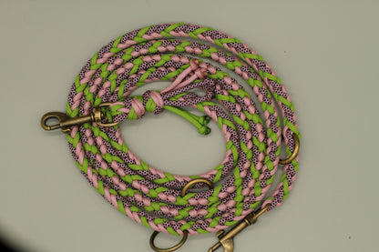 Hundeleine "Midi Grün-Rosa"