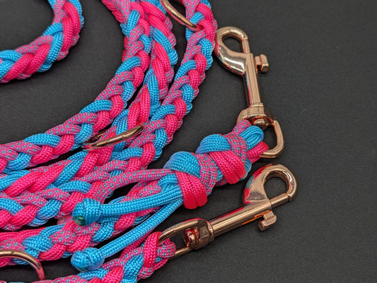 Hundeleine Midi "Pink-Blau"