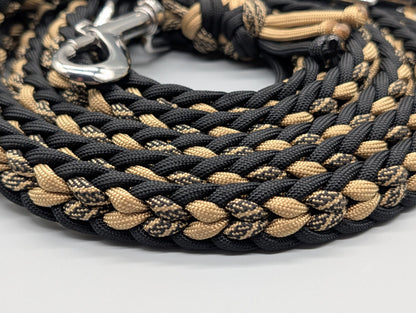 Paracordset „Black & Gold“ – Weit verstellbares Halsband (40-47cm) & Führleine (2m) – Unikat