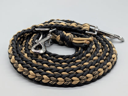 Paracordset „Black & Gold“ – Weit verstellbares Halsband (40-47cm) & Führleine (2m) – Unikat