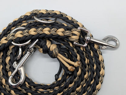 Paracordset „Black & Gold“ – Weit verstellbares Halsband (40-47cm) & Führleine (2m) – Unikat