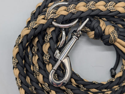 Paracordset „Black & Gold“ – Weit verstellbares Halsband (40-47cm) & Führleine (2m) – Unikat