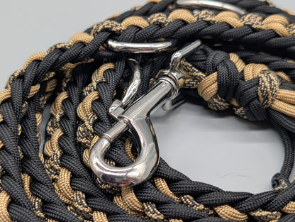 Paracordset „Black & Gold“ – Weit verstellbares Halsband (40-47cm) & Führleine (2m) – Unikat