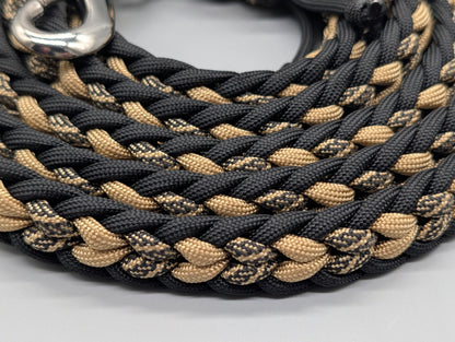 Paracordset „Black & Gold“ – Weit verstellbares Halsband (40-47cm) & Führleine (2m) – Unikat