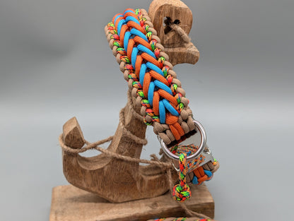 Paracord Hundeset „Electric Summer“ – Halsband mit Metall-Klickverschluss (42,5 cm) & verstellbare Leine – Unikat